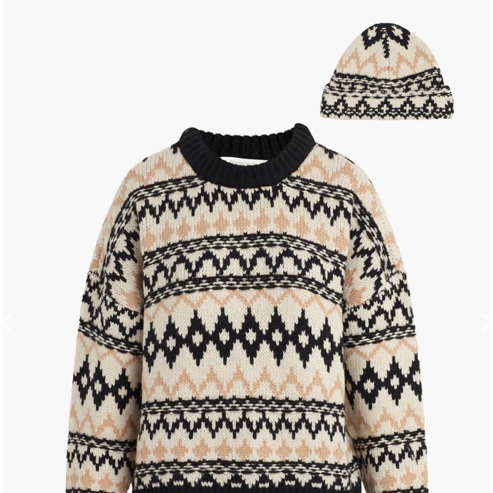 Favorite Daughter fair isle sweater and matching beanie